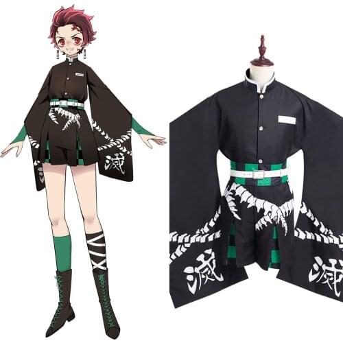 Anime Demon Slayer Kamado Tanjirou Cosplay Costume Kimono Outfits Halloween Carnival Suit