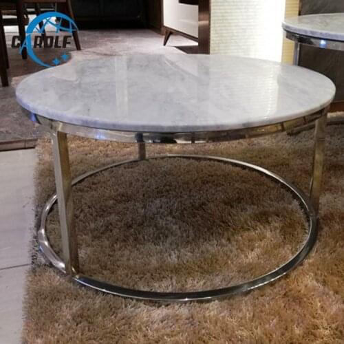 White Marble Top Metal Coffee Tables Living Room Sofa Beside Round Coffee Tea Table Desk Combination Home Furniture
