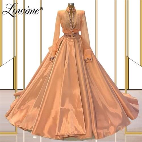Lowime Dubai Design Arabic Middle East Women Evening Dresses 2021 Robes De Soirée Long Sleeves Party Dress Prom Gowns Plus Size
