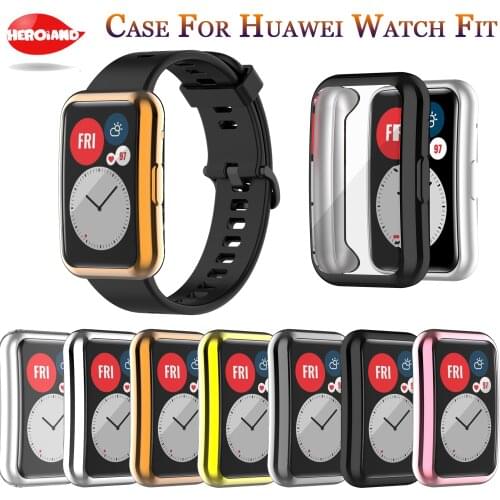TPU Soft Full Screen Glass Protector Case Shell Edge Frame For Huawei Watch Fit Strap Band Protective Film Strap For Huawei Fit
