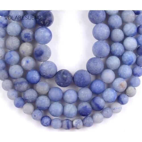 Natural Dull Polish Matte Blue Aventurine Stone Round Beads Spacer Loose Beads For Jewelry Making 4/6/8/10/12mm Diy Bracelet 15"