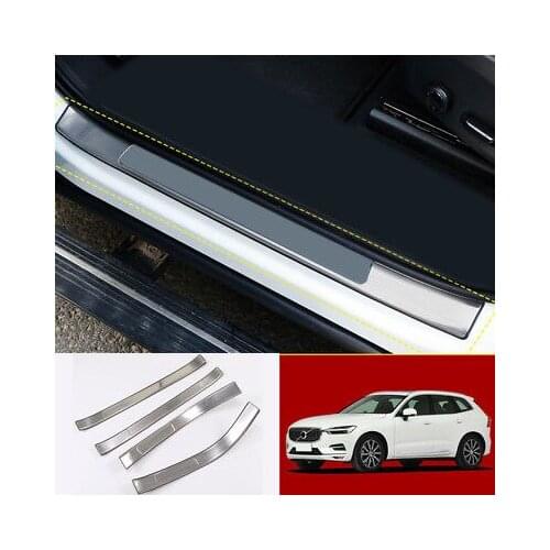 Stainless Exterior Door Sill Plate Frame Cover Trim 4PCS For Volvo XC60 2018
