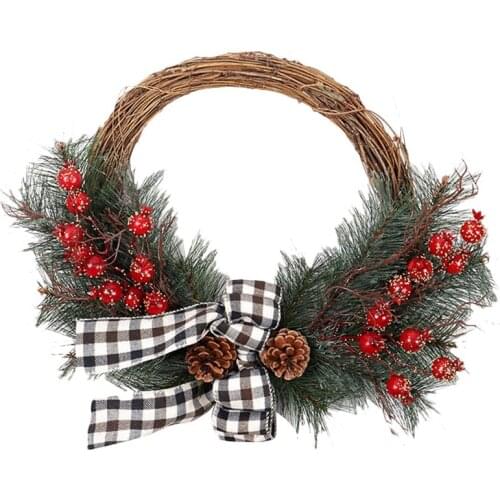 New Christmas Wreath Hand Crafted Pine Cone and Faux Berry 20 Inch Artificial Wreath (Half Circle)