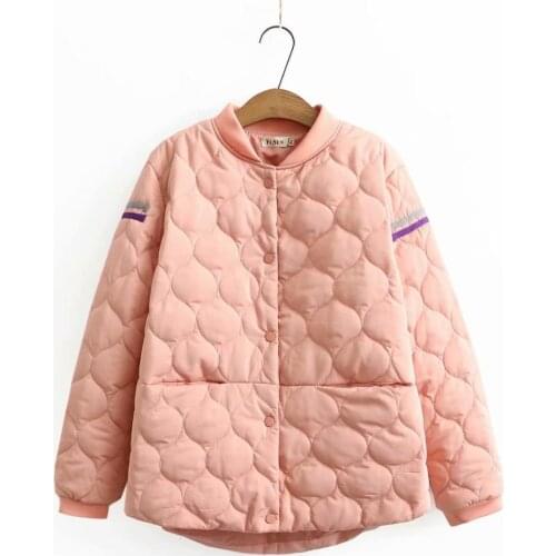 Plus size Solid pink women loose Quilted coats 2021 new winter casual ladies stand collar parkas jackets female tops