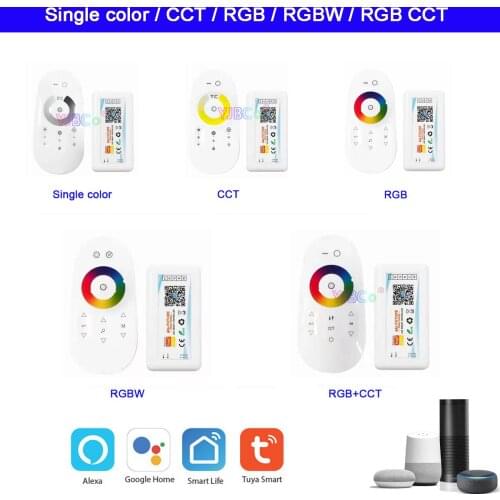 Tuya 2.4G Wifi LED Controller Alexa Google Home Voice DC5-24V Single color/CCT/RGB/RGBW/RGB+CCT LED Strip Remote dimmer switch