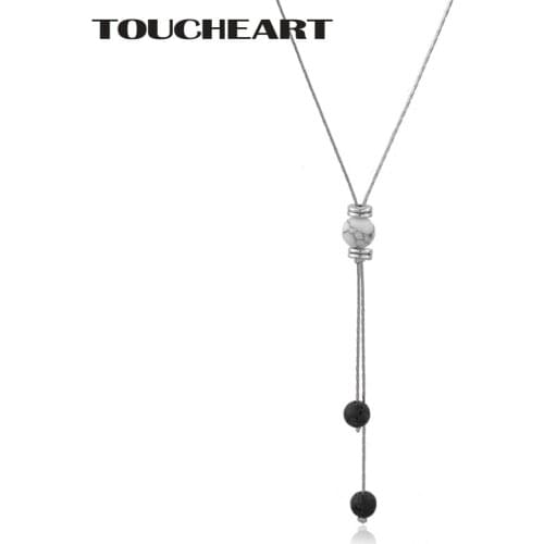 TOUCHEART Luxury Jewelry Silver Handmade Necklaces & Pendants Lava Bead Rock Stone Necklaces For Women Charm Necklace SNE190023