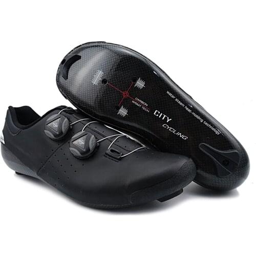 C3 City Cycling Shoes Heat Moldable 3K Carbon Fiber Road Bike Sneakers 2 Shoelaces Self-locking Thermoplastic Bicycle