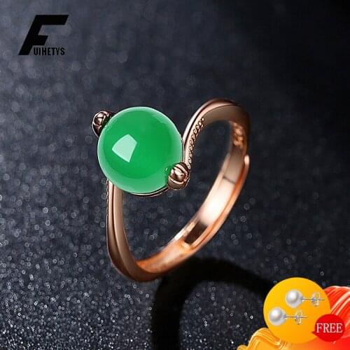Bali Jelry Vintage Silver 925 Ring Round Shape Ruby Emerald Gemstone Jewelry Open Rings Accessories for Women Wedding Engagement