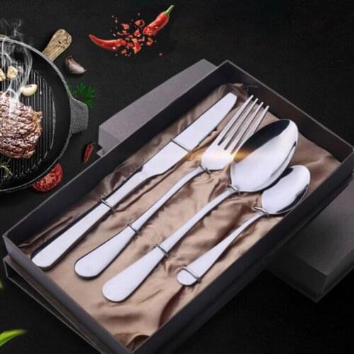 High-Grade 4 Pcs/Set European Dinnerware Knife/Fork/Spoon 304 Stainless Steel Western Cutlery Kitchen Food Tableware Dinner Set