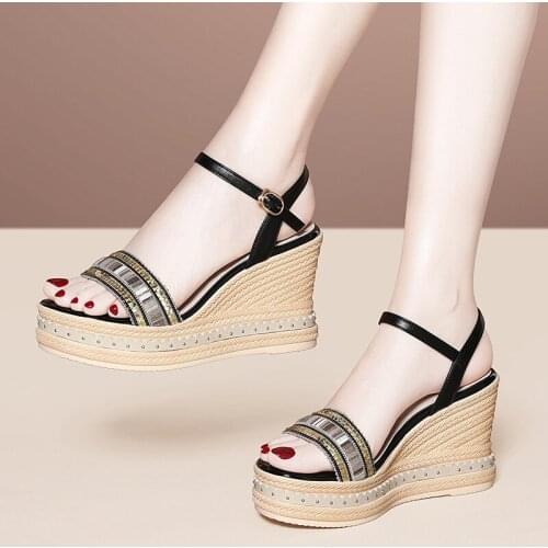 New Women Thick Bottom Wedge Sandals Ladies Fashion High Heels Open Toe Chunky Platform Shoes