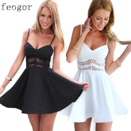 FEOGOR 2021 summer new womens dress sexy chiffon lace stitching big swing suspender dress Line up dress Plus size dress