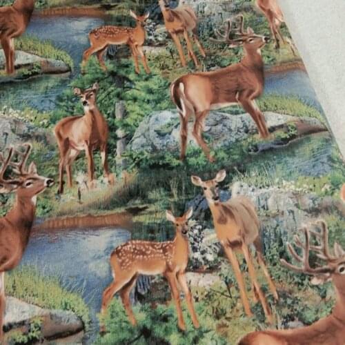 100% Plain Cotton Vivid Forest Sika Deer Fabric Patchwork Dress Cloth Ornament Home Dcecor