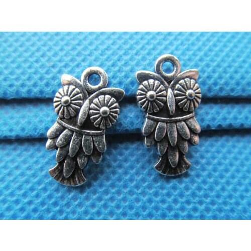 100pcs 10mmx20mm Antique Silver tone Lovely Night Owl Pendant Charm/Finding,DIY Accessory Jewelry Making