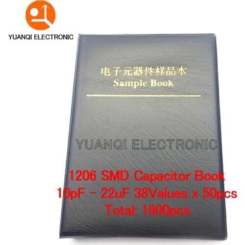 1206 SMD SMT Chip Capacitor Sample book Assorted Kit 38valuesx50pcs=1900pcs (10pF to 22uF)