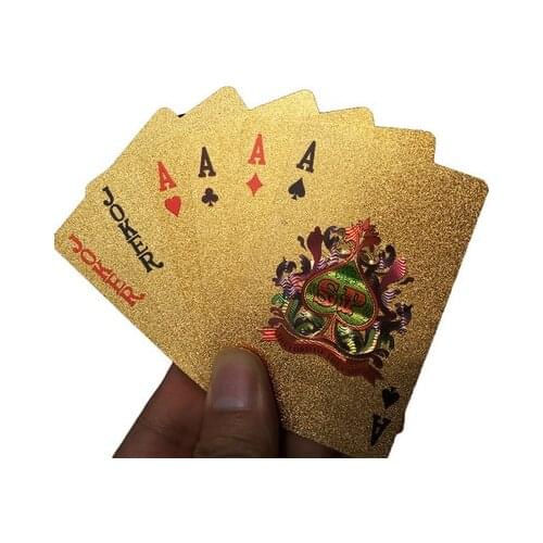 24K Gold Playing Cards Poker Game Deck Gold Foil Poker Set Plastic Magic Card Waterproof Cards Magic