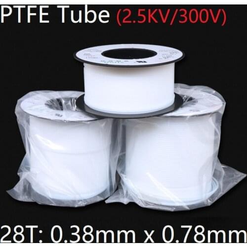 28T 0.38mm x 0.78mm PTFE Tube F46 Insulated Capillary Heat Protector Transmit Hose Rigid Temperature Corrosion Resistance 300V