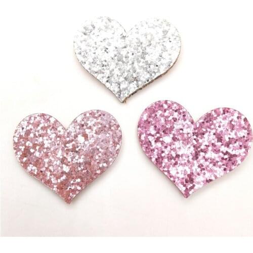 30PCS/lot 4.5cm Shiny Heart Padded Applique Crafts for Garment Accessories And Girl Hair Jewelry Decoration