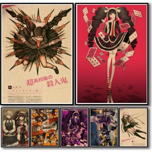 45 Designs Anime Danganronpa Kraftpaper Poster Cartoon Abstract Art Painting Funny Wall Sticker for Coffee House Bar 2