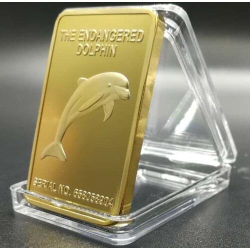 5 pcs The Rare endanger animal dolphin badge24k real gold plated bullion bar 50 x 28 mm Australia souvenir coin