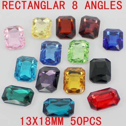 50pcs 13x18mm Rectangular Shape Crystal Glass Beads With Silver Foil Point Back Stones Great For Crafts Home Decoration