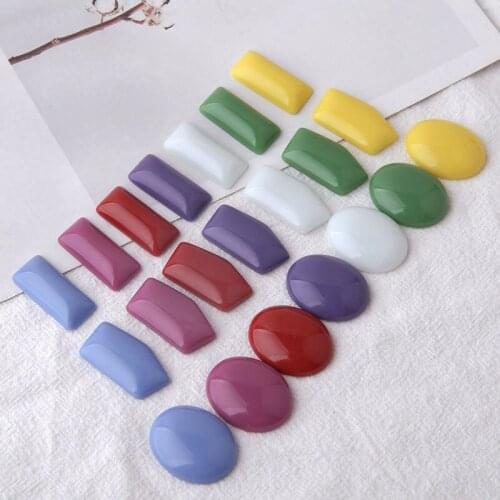 50pcs/lot color printing geometry ovals/rectangle/polygon shape resin flatback beads diy jewelry earring/garment accessory