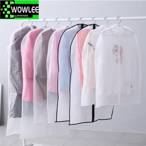 6PCs Dustproof Clothing Covers PEVA Transparent Coat Protector Wardrobe Anti-low Temperature Foldable Suit Hanging Garment Bag