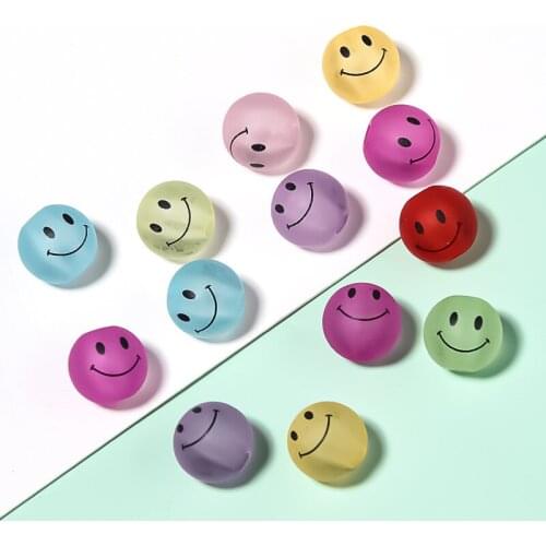 50Pcs Mix Color Smiley Acrylic Beads For DIY Making Earrings Necklace Handmade Loose Spacer Bead Jewelry Accessories
