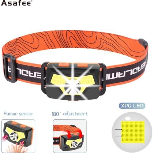 Asafee Rechargeable Head Light Powerful Headlamp XPG+2*COB LED USB Waterproof Waist Light Running Light for Camping