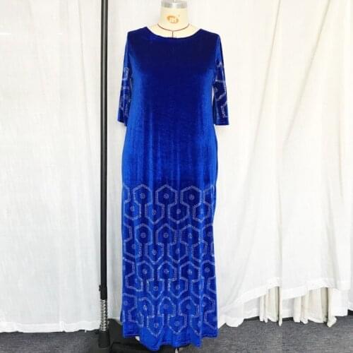 Velvet African Dresses For Women 2021 Spring Autumn Africa Clothing Muslim Long Maxi Dress High Quality Fashion Dress Lady