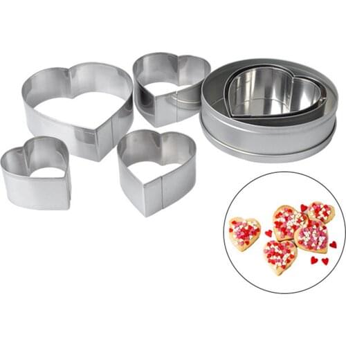 6pcs/kit Heart Cookie Moulds Biscuit Cutter Cake Stainless Steel Baking DIY Chocolate cooking tool Fondant Bread Kitchen gadget