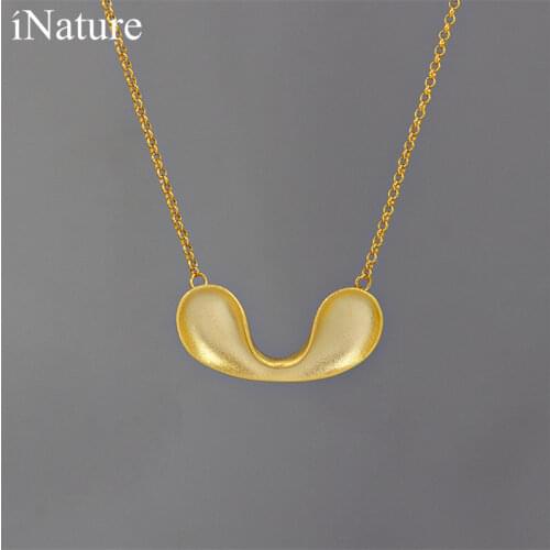 INATURE 925 Sterling Silver Geometric Attraction Pendant Choker Necklace For Women Jewelry Gift