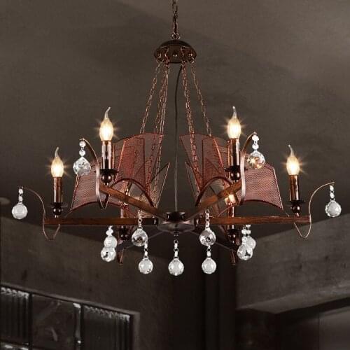 IWHD Crystal LED Hang Lights Loft Style Industrial Luminaire Iron Retro Vintage Pendant Lamp Home Lighting Fixtures Lustre