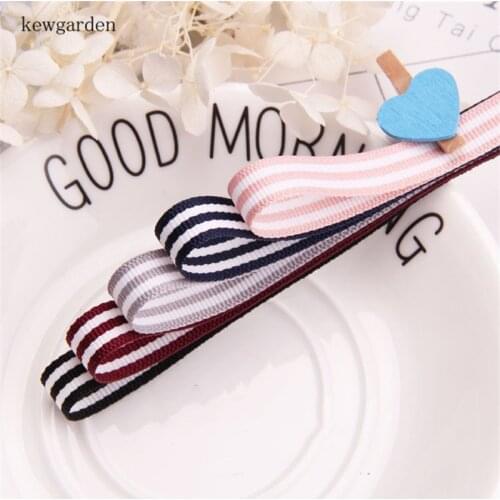 Kewgarden 1/8" 5/8" 16mm 22mm Stripe Grosgrain Ribbons Handmade Tape DIY Bow Earrings Satin Ribbon Accessories Riband 20 Yards