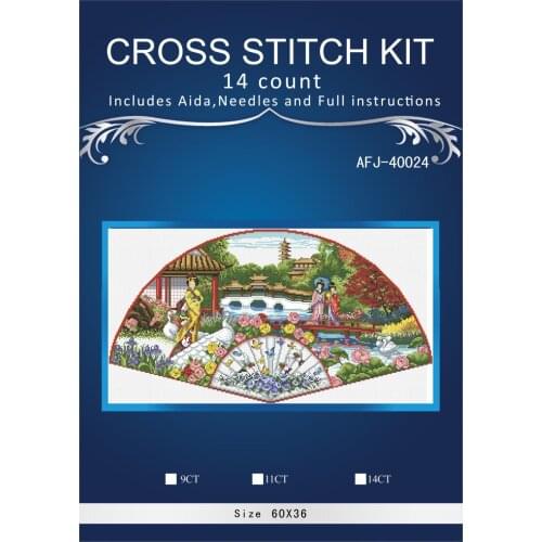 Top Quality Lovely Counted Cross Stitch Kit Garden Fan Dim 70-35327 35327 Eastern Park Garden 62x38cm, 14CT