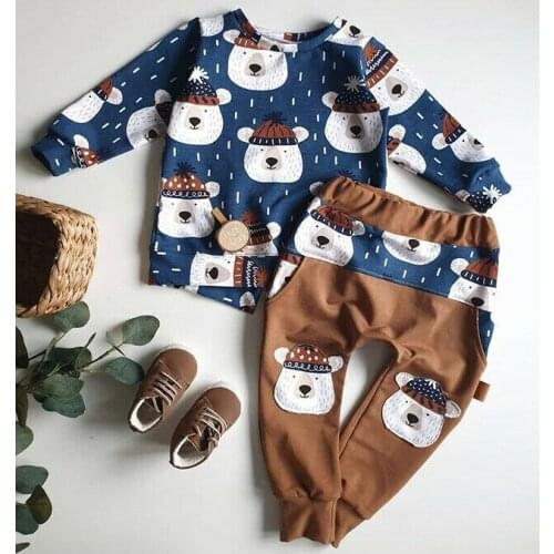 2Pcs Newborn Baby Boy Girls Clothes Sets Animal Print Long Sleeve Tops+Pants Leggings Fashion Outfit Clothes