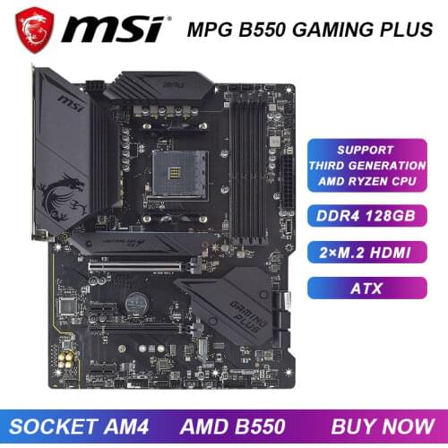 MSI MPG B550 GAMING PLUS amd b550 am4 mining motherboard ddr4 128G M.2 PCI-E 4.0 support 5600x ryzen 7 5800x CPU HDMI USB3.2 ATX