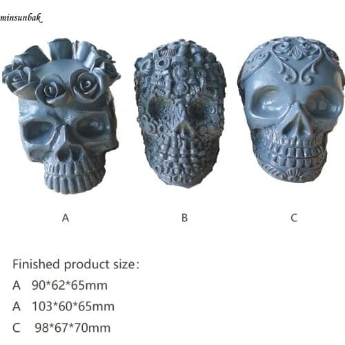 Minsunbak Silicone Mold 3D Skull Rose Candle Holder Halloween Candle Mold