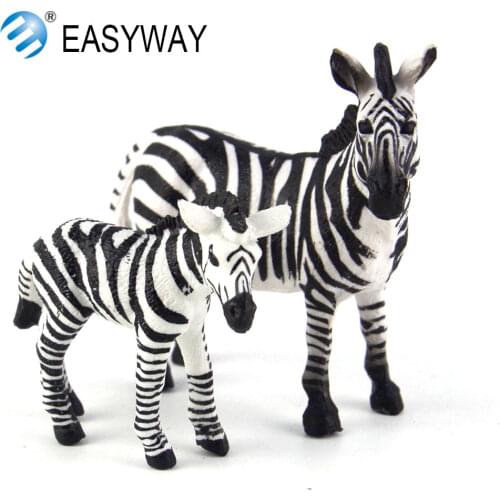 EASYWAY Real Life Zebra Set Animal Model Zebra Baby Zoo Wildlife Toy Gift Mini Model Toy Figure Toys for Children Dolls Kids DIY