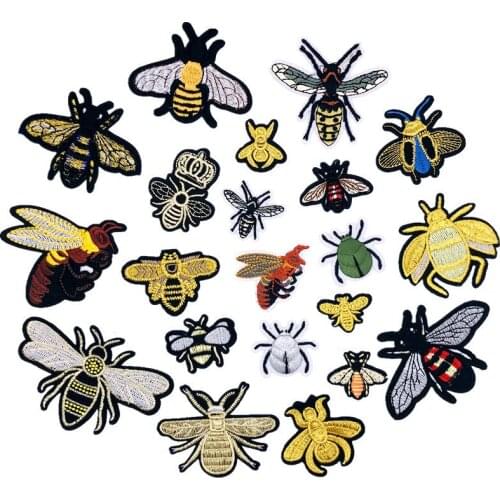 50pcs/Lot Embroidery Patches Letters Clothing Decoration Accessories Insect Bee Family Diy Iron Heat Transfer Applique