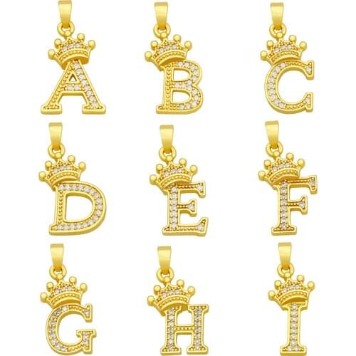 OCESRIO High Quality Brass CZ Letter Pendants Jewelry Making Small Gold Alphabets Charm for Making Jewelry Accessories pdta279
