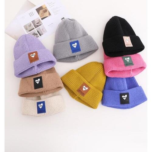 2021 Autumn and Winter Cotton Love Thicken Knitted Hat Warm Hat Skullies Cap Beanie Hat for Children Boy and Girl 07