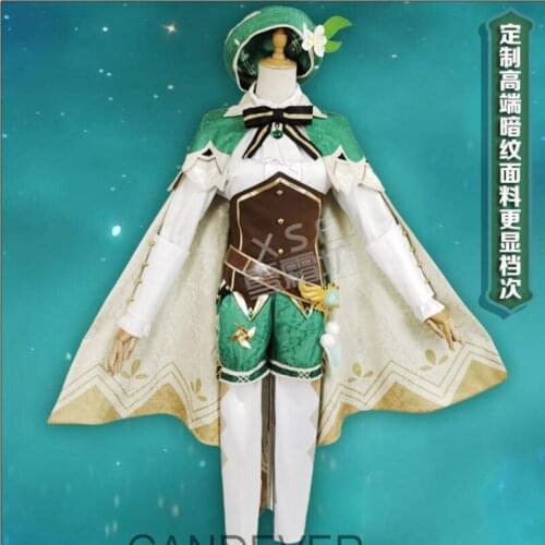 Halloween Anime Game Genshin Impact Cosplay Venti Costume Party Dress Wig Adult Women Halloween Carnival Cos Clothing Outfit