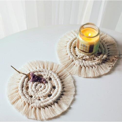 1pc Creative Handwoven Macrame Coasters Cotton Rope Braided Placemats Cup Pad Table Decor Heat Resistant Table Mat Cup