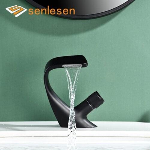 Senlesen basin faucets basin mixer bathroom water mixer brass faucets with 8 inch plate water faucet deck mount torneira