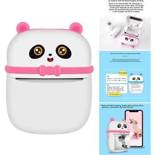 Thermal Printer, Mini Student Wrong Question Printer, Photo Printer with Printing Paper(Panda Appearance)