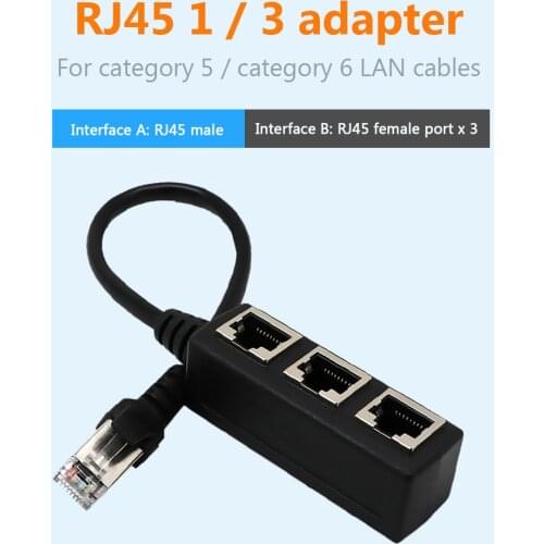Ethernet Network Elaborate Manufacture Prolonged Durable Extension Cable RJ45 1 Male to 3 Female Connector Adapter
