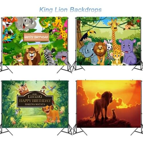 Cartoon King Lion Theme Vinyl Backgrounds For Photography Animal Safari Party Baby Shower Decorations Photo Backdrop Photocall