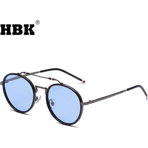 HBK Vintage Polarized Steampunk Sunglasses Men Women Fashion Round Sun Glasses Metal Frame Driving Eyewear Zonnebril UV400
