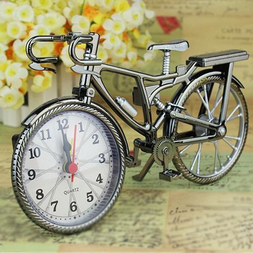 Vintage Arabic Numeral Retro Bicycle Pattern Alarm Clock Home Decor