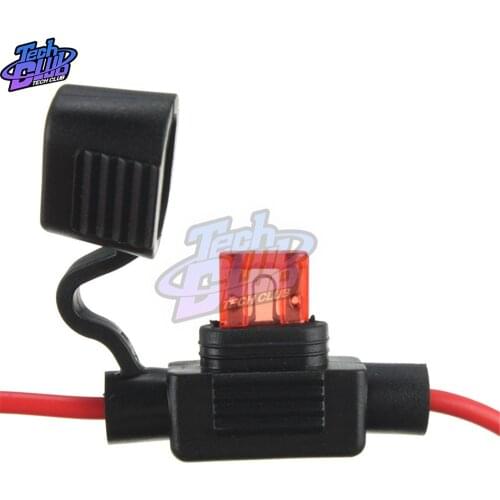 Waterproof Power Socket Small Blade Type inline InLine Fuse Holders with 10A Fuse auto Car Replacement Fuses length 16AWG